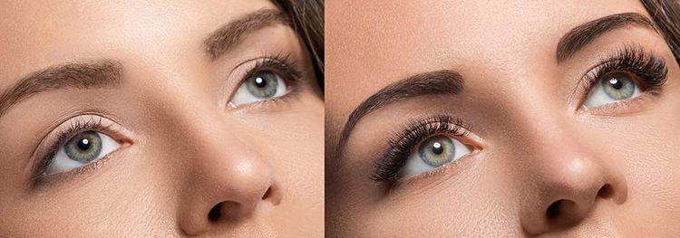 Wimpernverlängerung vorher nachher